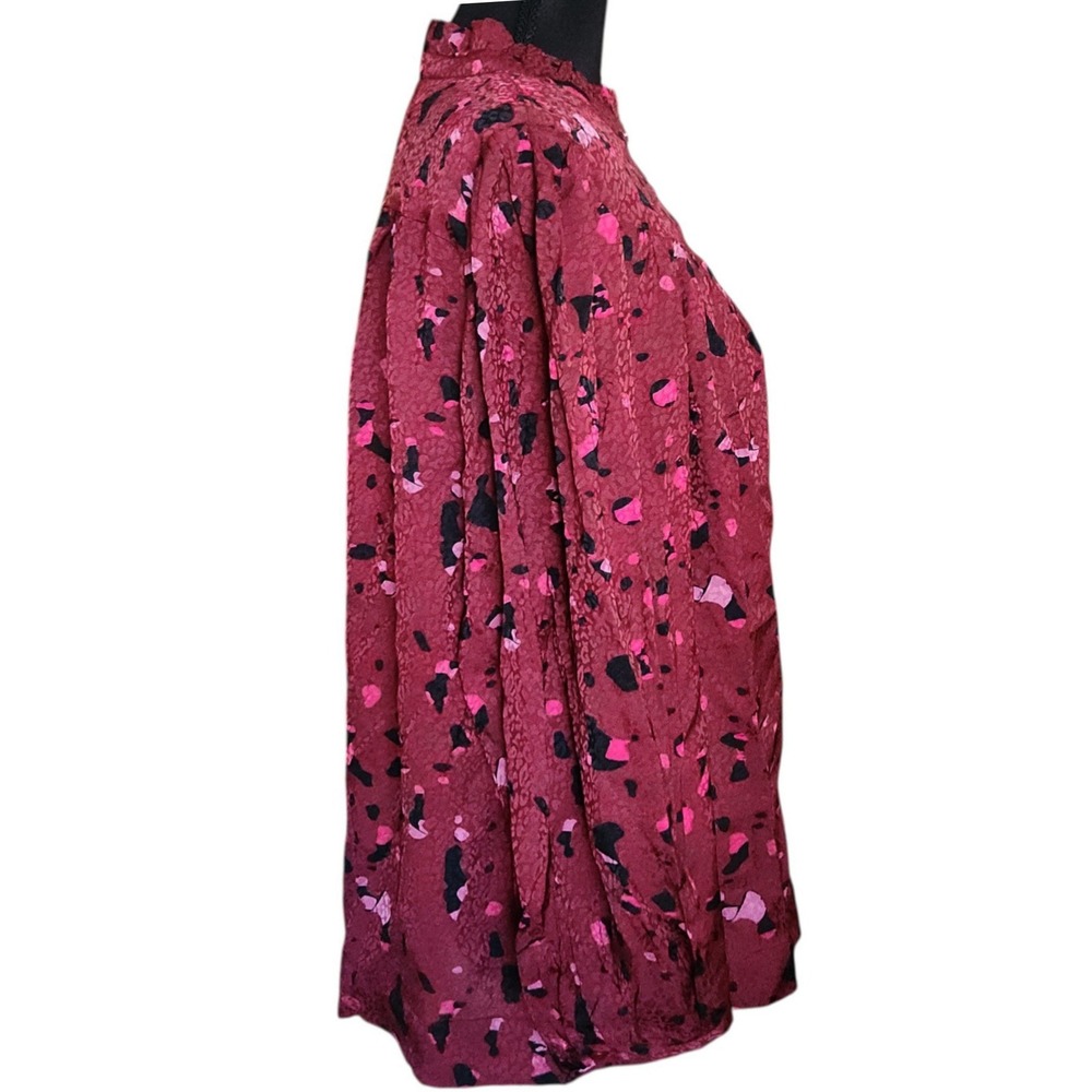 ba&sh Tonka Blouse Bordeaux Abstract Jacquard Red Size X Small NWT $264 - Picture 3 of 7